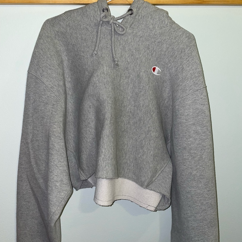 Champion crop top grey hoodie! Super comfy and so cute
